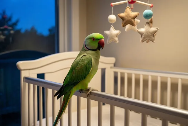 Papegaai droomt van de baby