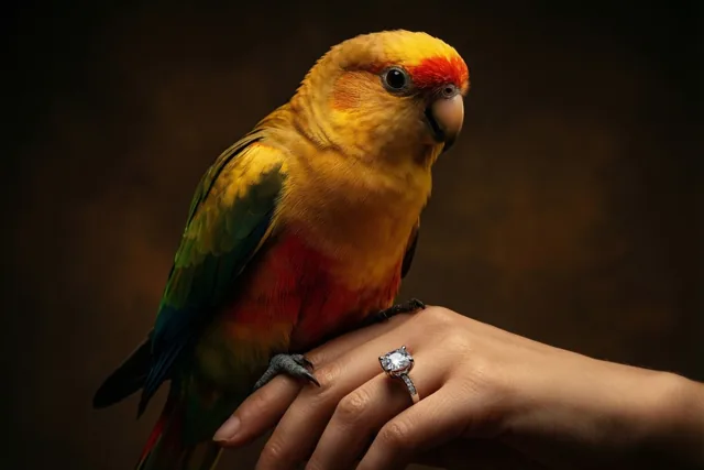 Papegaai in de kleuren van liefde
