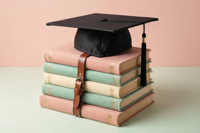Een diploma tussen pastelboeken