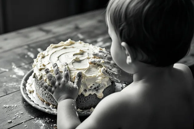 Taart eten zonder manieren