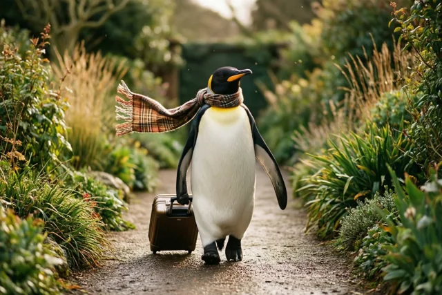 Deze pinguïn is ermee weg