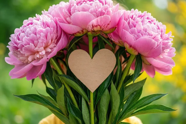 Pioenen met liefde voor mama