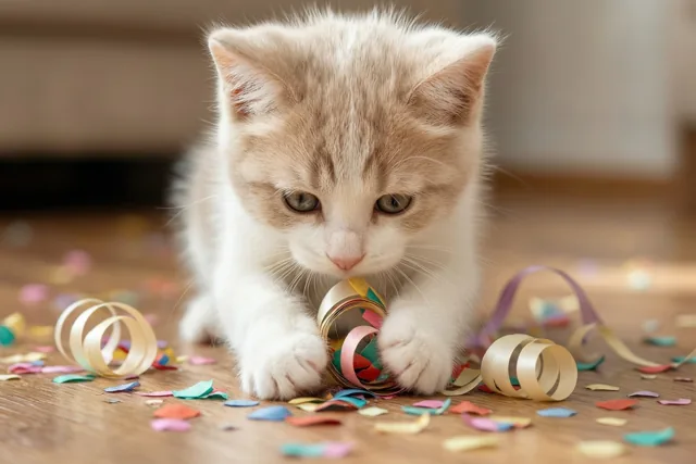 Een kitten viert jouw geluk