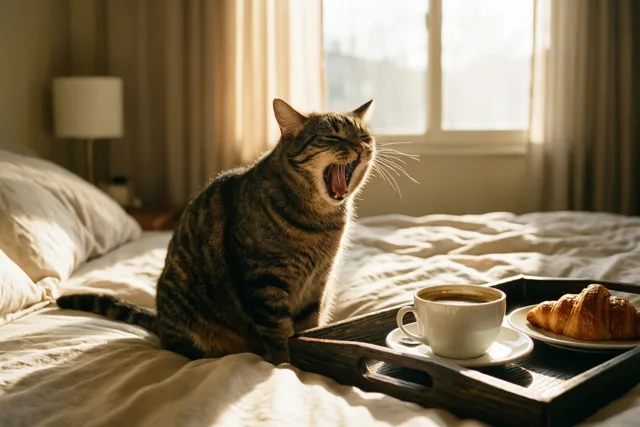 Een ochtendgeeuw van de poes