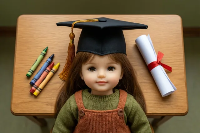 Een trots popje met diploma