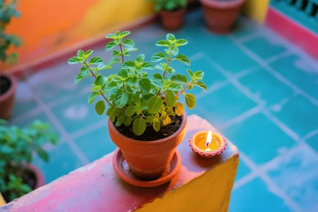 Groene blaadjes, warme Diwali-wensen