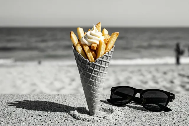 Frietjes met zeezicht