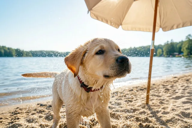 Zomerplezier met een natte puppy