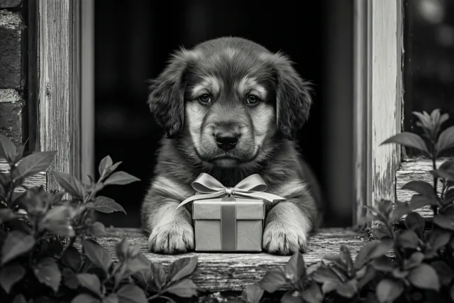 Een puppy zegt merci