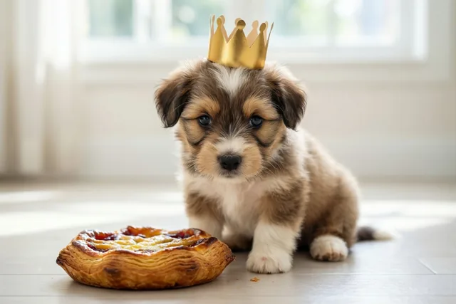 Een puppy als taartenkoning