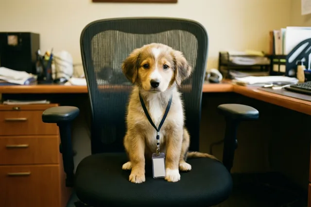 Puppy heet je welkom op kantoor