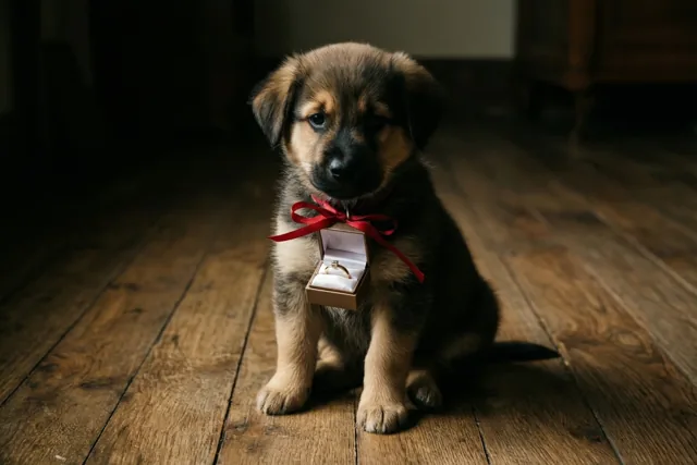 Deze puppy brengt een aanzoek