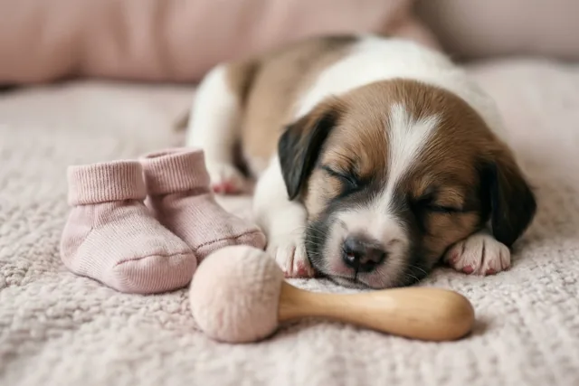 Babydromen met een kleine puppy