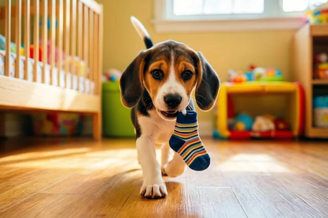 Puppy zoekt een speelkameraadje