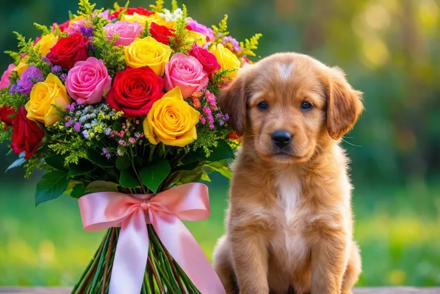 Een puppy vol felicitaties