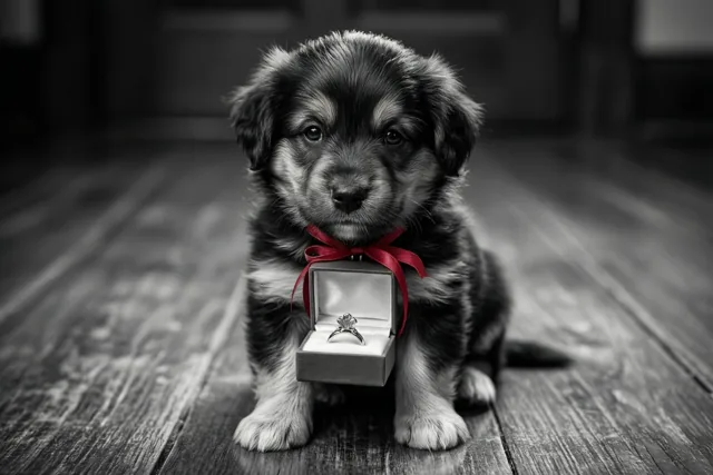 Een puppy vol trouwplannen