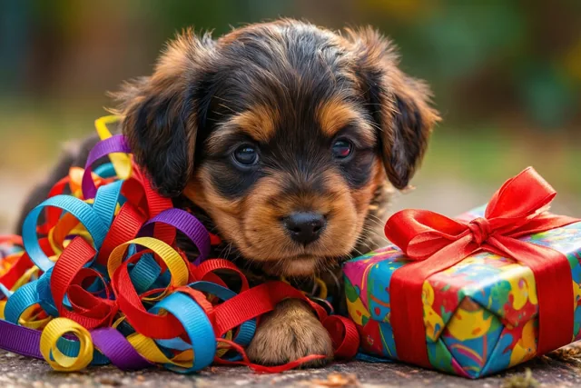 Merci met een lintjespuppy