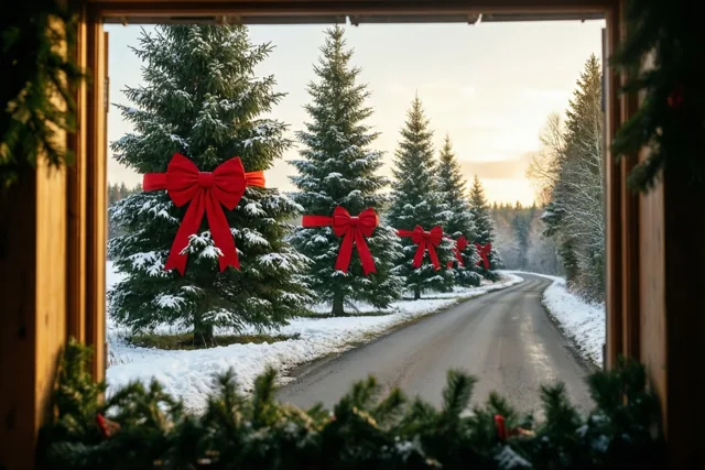 Kerst buiten het raam