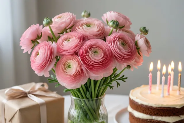 Roze ranonkels voor jouw verjaardag