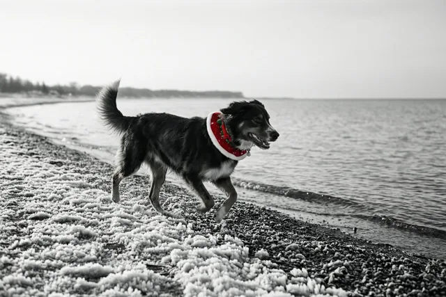 Kerstpret op het winterstrand