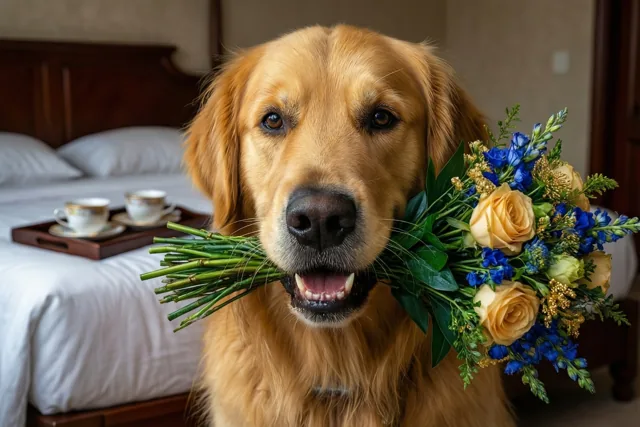 Kleurrijke beterschap van een retriever
