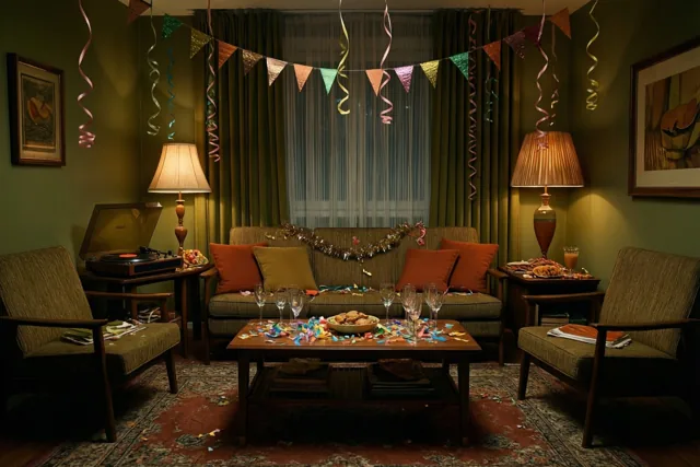 Een huiskamerfeest in jarenzestigstijl