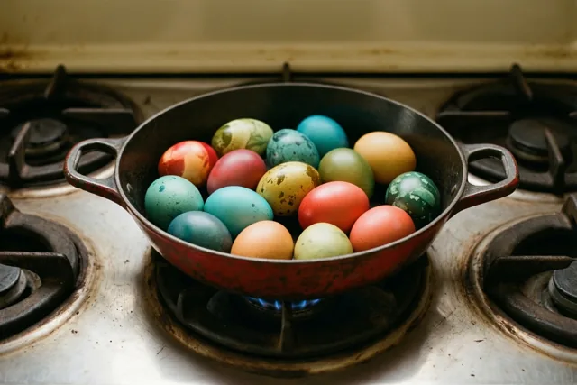 Paaskleuren in een oude pan