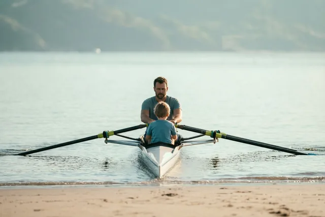 Papa, samen rustig dobberen