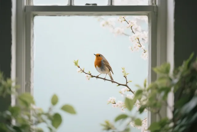 De lente aan het raam