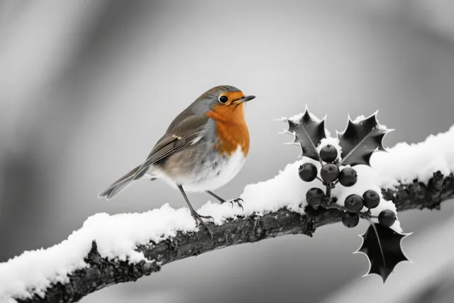 Kleine kerstgroet op een tak