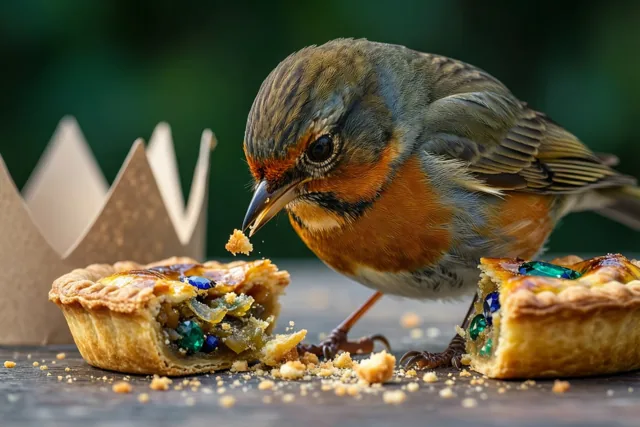 Een koningsmaal voor het roodborstje
