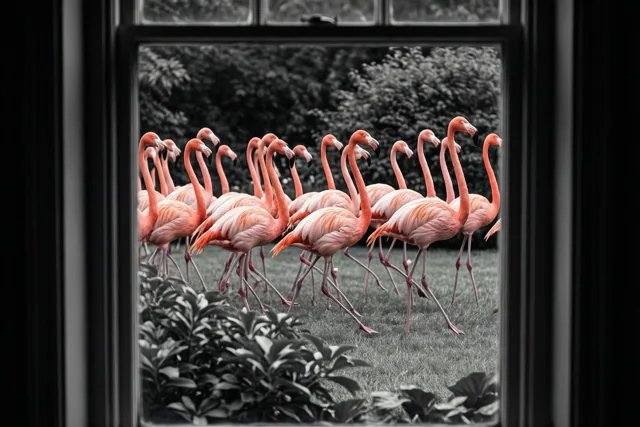 Flamingofeest voor je raam
