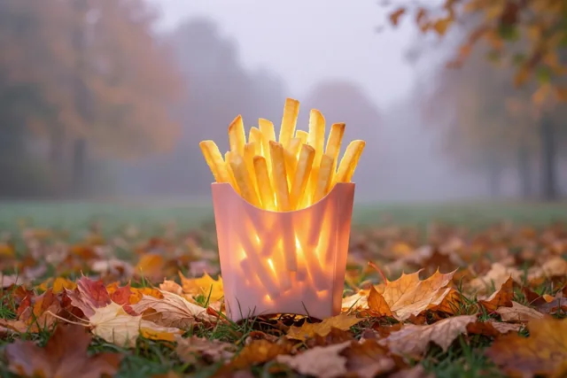 Frietjes tussen de herfstbladeren