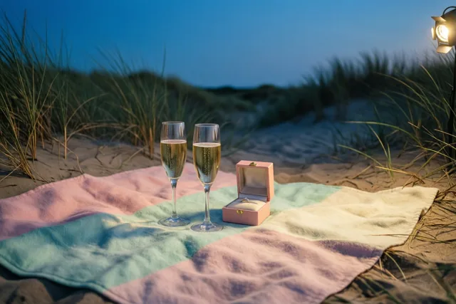 Verlovingsgeluk in de avondduinen