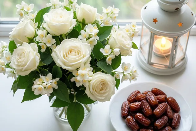 Een bloemengroet aan het raam