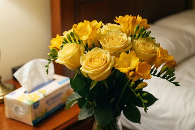 Beterschap in gele bloemen