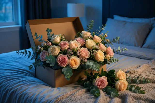 Een doosje rozen en steun