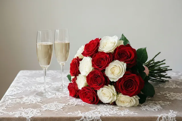 Rozen en een toost op jullie