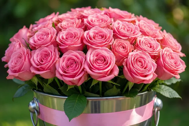 Een roze boeket als applaus
