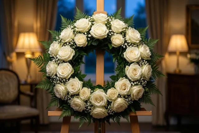 Een bloemenkrans ter herinnering