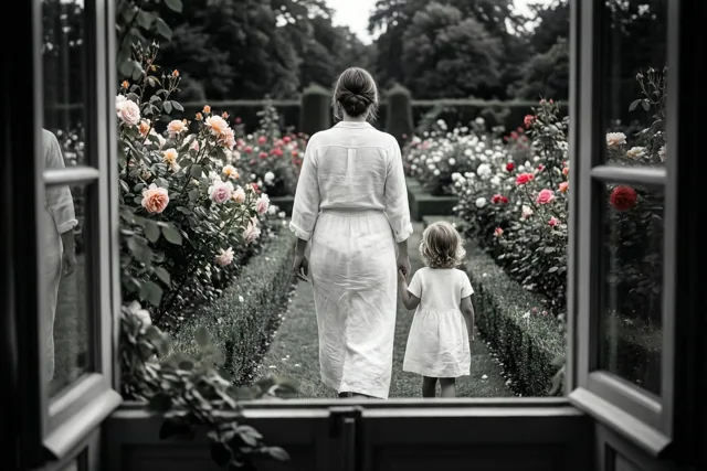 Mama, samen tussen de rozen