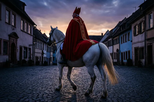 De Sint over het dorpsplein