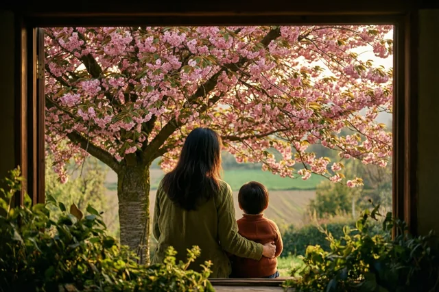 Met mama naar bloesems kijken