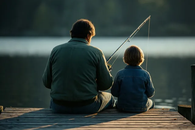 Naast papa, net als vroeger