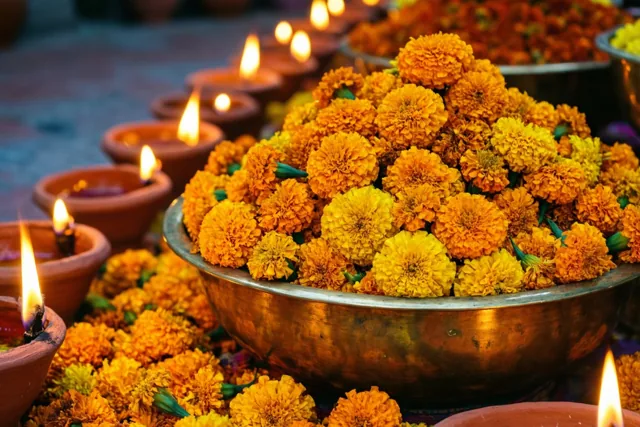 Diwali in geel en oranje