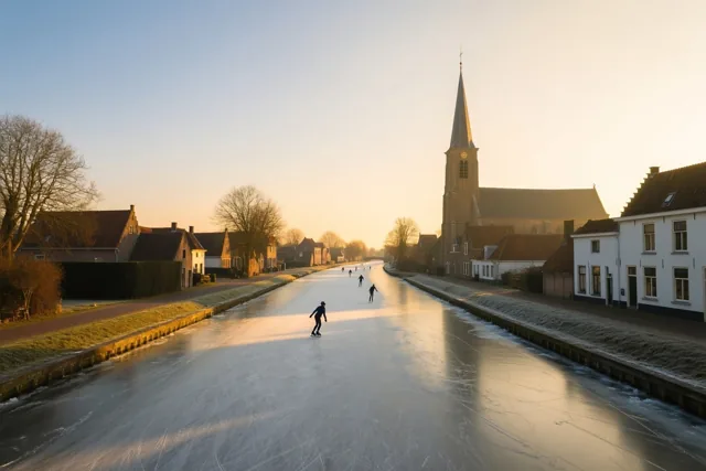 Schaatsplezier bij het dorp