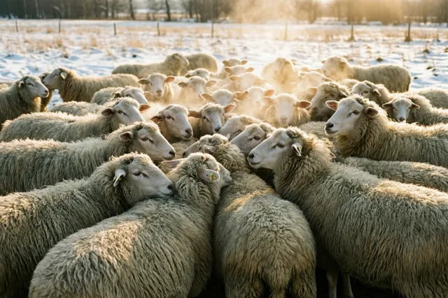 Schapen dicht bij elkaar