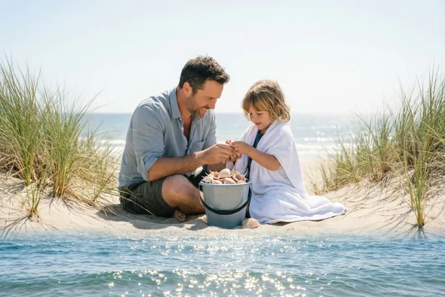 Schelpen kijken met papa