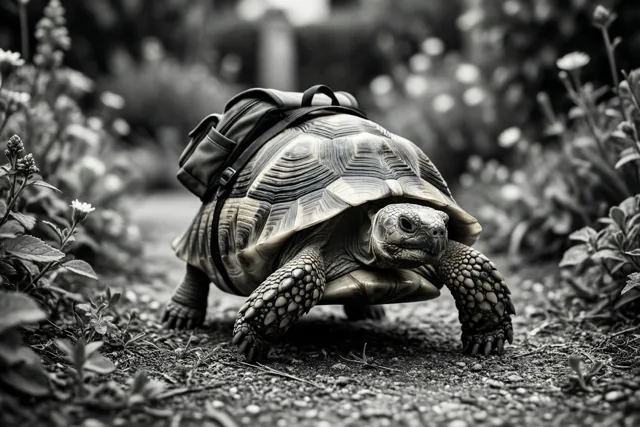 De schildpad is alvast vertrokken