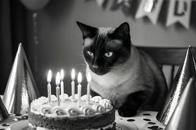 De kat bewaakt de taart